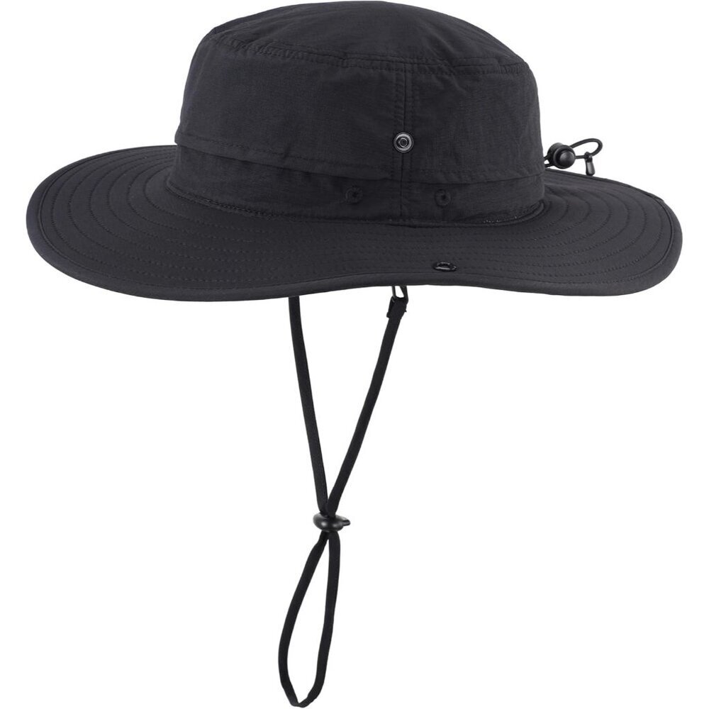 Unisex Black 100% Nylon Wide Brim Boonie with Chin Strap Classic Cowboy Hat